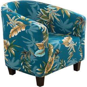 SearchI Club Chair Slipcover Stretch Barrel Chair Covers Printed Tub Chair Slipcovers Spandex Armchair Sofa Cover Removable Couch Furniture Protector Arm Chair Cover for Living Room(Floral Pint 1)