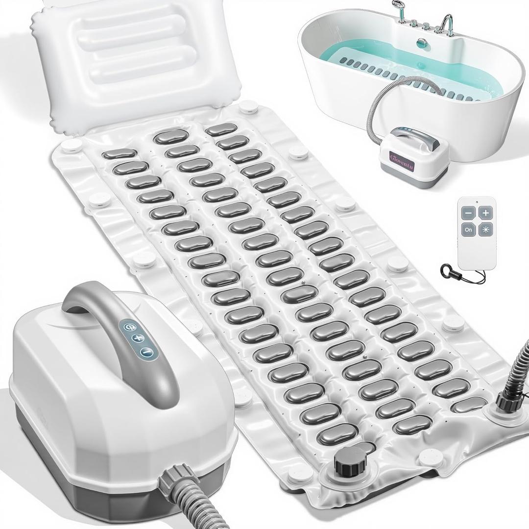 Upgraded 2.0 Bathtub Spa Mat, Portable Spa Bubble Bath Massager with 6 Adjustable Settings, Upgraded Non-Slip Design and Remote Control, Hot Tub Jet Mat for Bathtub at Home, Full-Body Support