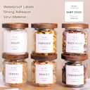 6 Set Glass Pantry Storage Jars with Acacia Airtight Lid - 15oz Thicken Glass Kitchen Canisters with 132 Pantry Labels - Clear Glass Food Storage Containers with Wood Lid for Tea,Sugar,Spice,herbs