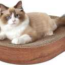 ComSaf Cat Scratching Board - Cat Scratcher Bed for Indoor Cats, Corrugated Cardboard Cat Scratch Pad, Durable Oval Cat Scratcher Bed Bowl for Kitten, Furniture Protector (Walnut Color)