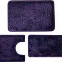 3 Pieces Luxury Bathroom Rug Set with U-Shaped Toilet Rug, Non-Slip Rubber Bottom, Thick Microfiber Fluffy Plush, Water Absorption, Quick Dry, Ultra Soft, Bath Mats for Bathroom, Tub(Purple)