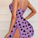 Girece Nightgowns for Women Sexy Ruched Chemise Lingerie Side Slits Lace Trim Sleep Dress for Date Night or Sleeping (Purple, XXL)