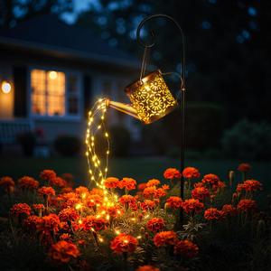 Solar Garden Lights Outdoor Decoration, Metal Solar Watering Can Lights Outdoor Waterproof, Small Patio Light Yard Lawn Pathway Decor, Gardening Gifts for Women Mom Grandma (Flower)