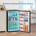 Midea MERM33S1ABB Mini Fridge, 3.3 Cu.ft Compact Fridge with Internal Light, Adjustable Thermostat, Reversible Door, Low Noise for Dorm, Office, Bedroom Black, 3.3 Cubic Feet