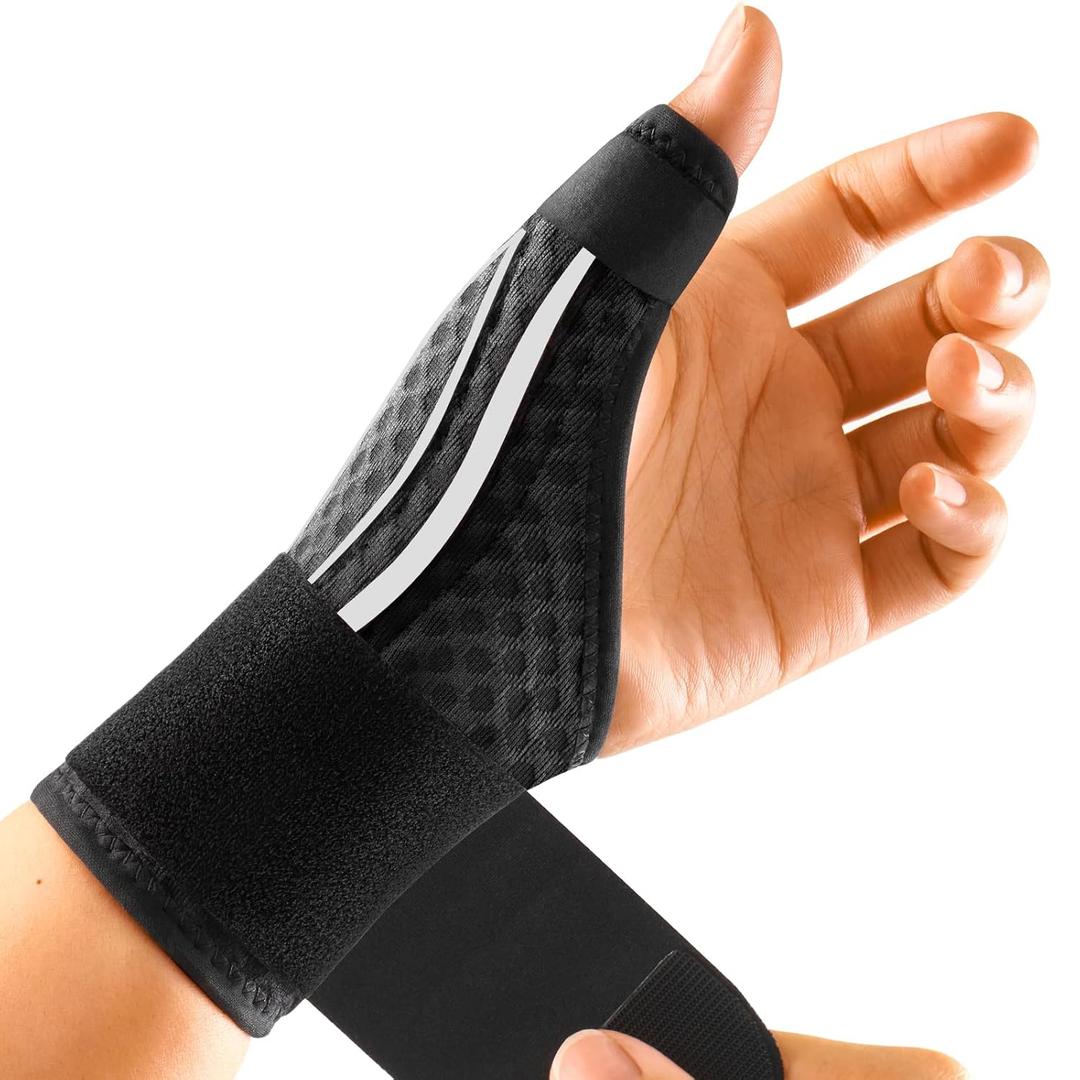 FREETOO Stable Thumb Brace for Arthritis Pain and Support, Thumb Spica Splint Right Hand Left Hand for Trigger Finger, Wrist Brace with Thumb Support for Tendonitis, Sprain, Carpal Tunnel, White,  Right S