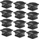 Davinci Lighting Renaissance Solar Outdoor Post Cap Lights - Includes Bases for 4x4 5x5 6x6 Posts - Bright LED Light - Slate Black (12 Pack)