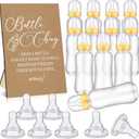TrelaCo Cool Baby Shower Games Wooden Bottle Chug Sign Rustic Theme Gift Sets and 12 Pcs Baby Bottle Shower Favor for Kraft Games Gender Reveal (Rustic Kraft)