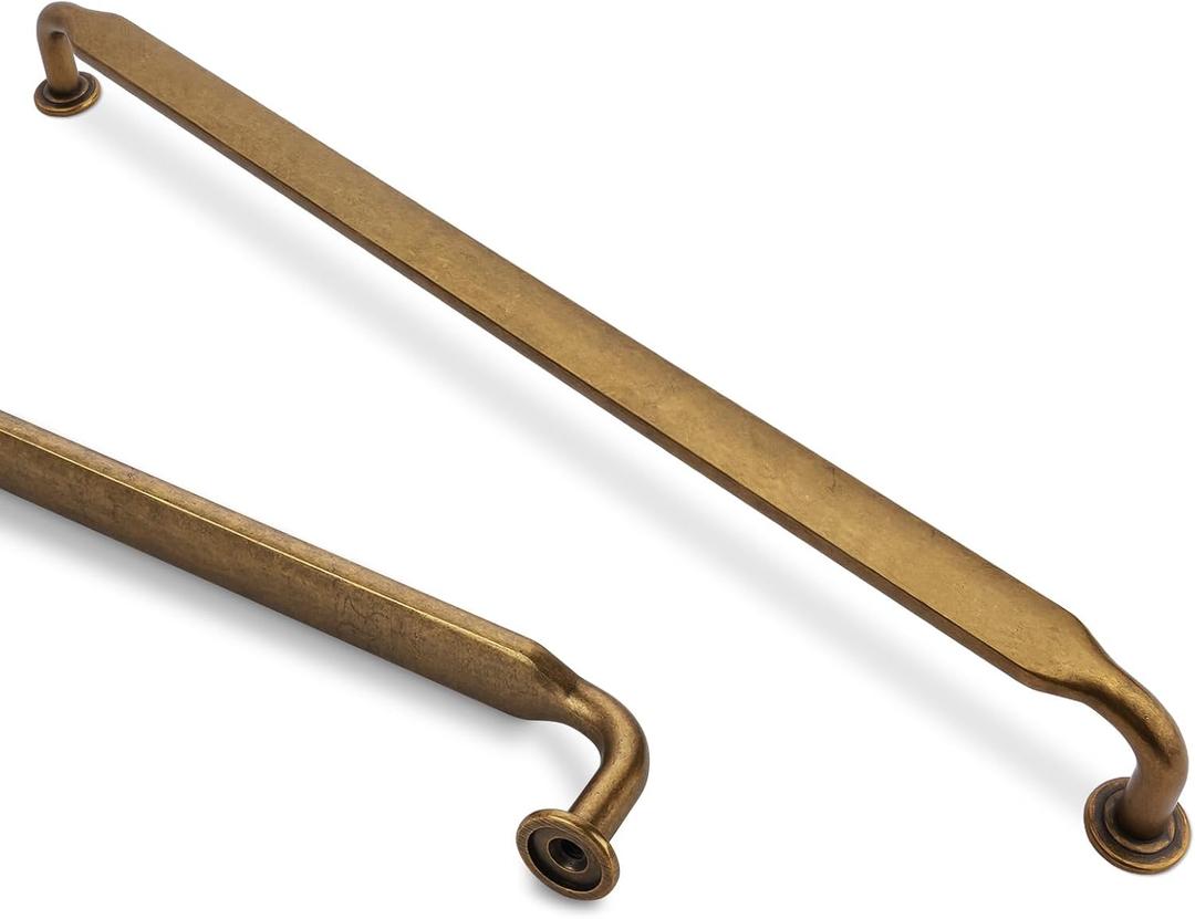 KOMOTIA 10 Pack 10 Inch Cabinet Pulls Antique Brass Kitchen Cabinet Handles Zinc Alloy Drawer Pulls Solid Cabinet Hardware (10'' Hole Center (254mm))