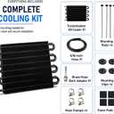 Transmission Oil Cooler, 8 Pass Tube and Fin Cooler Kit, 5/16 Universal Aluminium Oil Cooler Kit with Hose Mounting (Black)