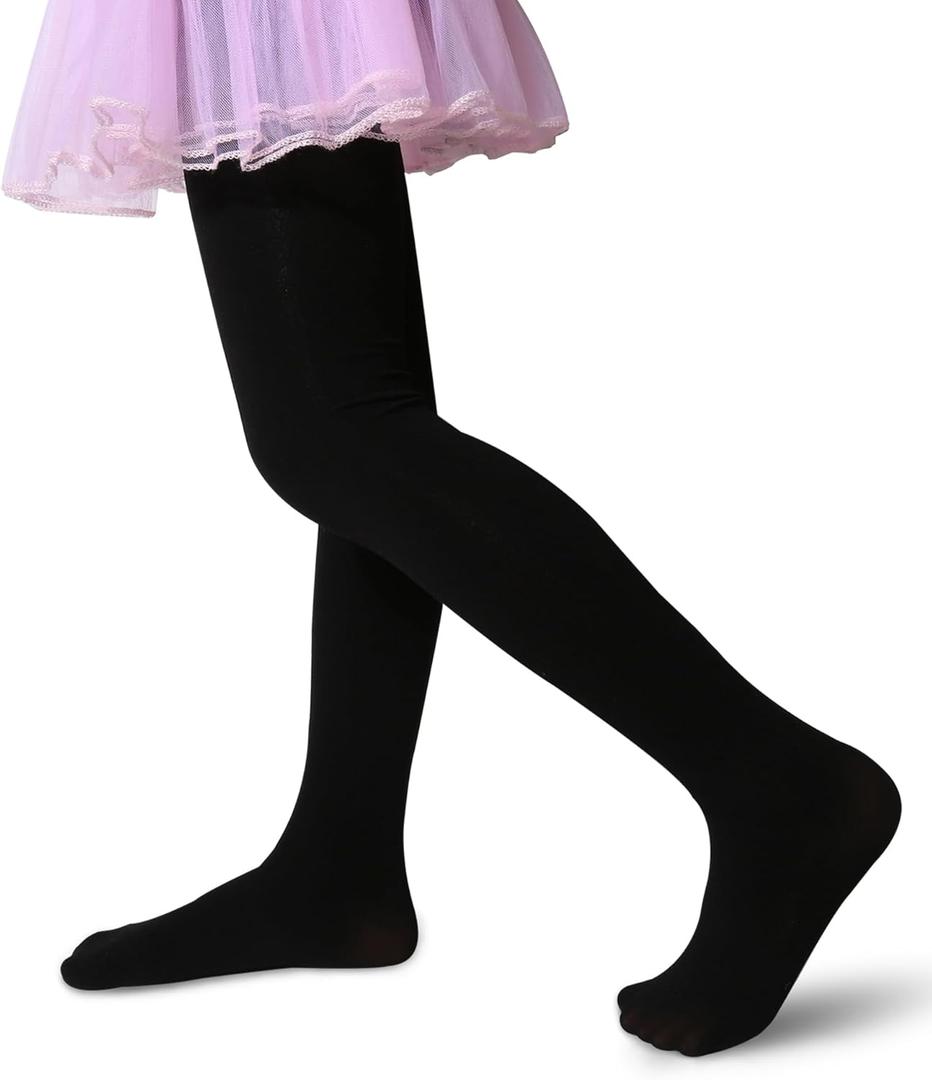 Henwarry Girls Thick Fleece Lined Tights Winter Warm Microfiber Cozy Tights (US, Age, 8 Years, 10 Years, A01-Black)