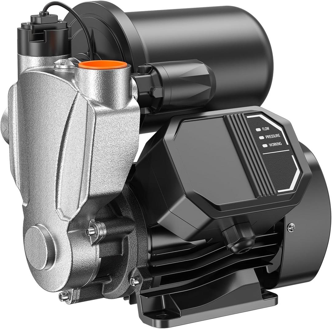 1.6HP Water Pressure Booster Pump, 110V Stainless Steel Automatic Pump with Digital Pressure Display, 2100 GPH High Flow, 140FT Max Head for Home, Shower & Irrigation