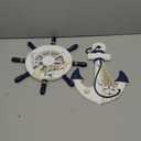 2 Pack 13" Nautical Beach Wooden Ship Wheel and 13" Wood Anchor with Rope Nautical Boat Steering Wheel Rudder Anchor Wall Decor Door Hanging Ornaments Beach Theme Home Wall Decoration