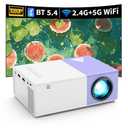 KHQ Mini Projector with WiFi - Portable 1080P HD Movie Projectors, Outdoor Compatible with Phone/Tablet/Laptop/TV Stick- Purple White