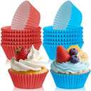 200PCS Red and Blue Cupcake Liners Muffin Baking Cups Wrappers for Blue and Red Birthday Party Supplies Disposable Pastel Cupcake Papers for Sports Theme Baseball Birthday Party Decorations