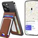 TopMade for MagSafe Wallet Stand with Money Clip, Works with Apple Find My, Magnetic Wallet for iPhone 17/16/15/14/13/12 Series, for iPhone Wallet with Finder Tracker, Brown(Black Elastic Band)