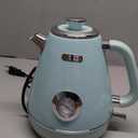 Hazel Quinn Retro Electric Kettle - 1.7 Liters / 57.5 Ounces Tea Kettle with Thermometer, All Stainless Steel, 1200 Watts Fast Boiling, BPA-free, Cordless, Automatic Shut Off - Mint Green