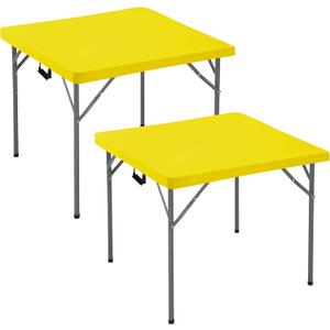 Square Fitted Tablecloth 34x34 Inch-2 Pack Yellow Card Elastic Spandex Table Cover-Small Stretch Folding Table Cloths Topper Cap for Kitchen Dining Picnic Patio Outdoor Party Tables