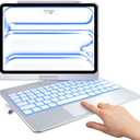 typecase Touch Keyboard Case for iPad Pro 11-inch (M5/M4, 2025/2024), Wireless Keyboard with 11-Color Backlight, 360°Rotatable Protective Case with Pencil Holder, Multi-Touch Trackpad, Silver