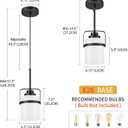 Modern Black Pendant Lights Kitchen Island Light, Adjustable Hanging Light Fixture with Milk Glass Shade, Farmhouse Pendant Light for Dining Room Bar Over Sink/Table/Counter, 1 Pack