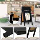 Wooden A-Frame Sign, Magnetic 40" x 20" Black Chalk Board Sign Board, Double-Sided Sandwich Board Signs Outdoor, Chalkboard Easel, Menu Board for Restaurant, Business or Wedding