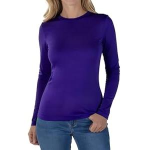 Womens Long Sleeve Thermal Shirts, 2025 Fall Winter Crew Neck Fitted Shirt for Women, Comfortable Stretch Basic Tight Long Sleeve Underwear Tops, Purple (XL)