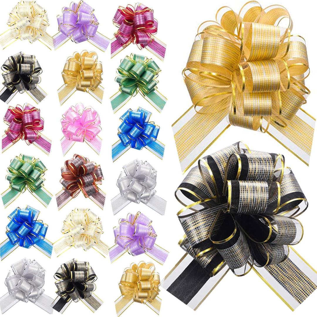 WILLBOND 20 Pieces 6 Inch Pull Bows Gift Wrapping Ribbon Pull Bows for Christmas Wedding Baskets Valentine Multicolor Wrap Accessory for Gift Present Holiday Decor(Assorted Color)