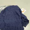 PRETTYGARDEN Women's Spring 2025 Long Puff Sleeve Mini Dress Hollow Out Lace V Neck A Line Ruffle Casual Party Dresses (Navy, Medium)