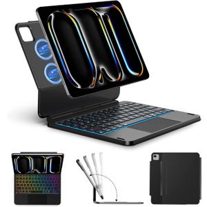 ORDA Keyboard Case for iPad Pro 13-inch (M4,2024) iPad Pro 13" Case with Keyboard Magic Keyboard with iPadOS Shortcut Keys,Easy-Set Floating Cantilever Magnetic Stand,Multi-Gesture Trackpad,7-Backlit