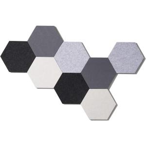 LAJAR 8 Pcs Self Adhesive Felt Bulletin Board Tiles (Large), Hexagon Color Felt Pin Board Wall Tiles for Photos, Pictures, Memos (Gray Large)