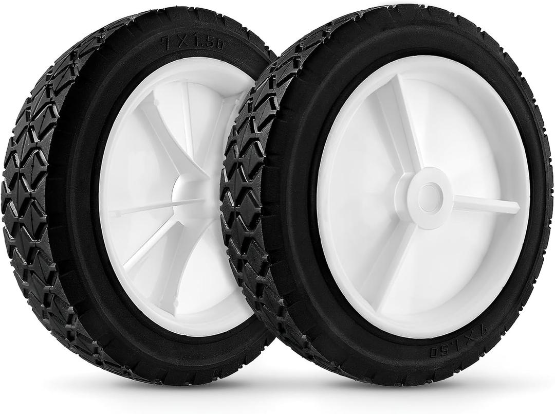 72-107 Wheels Replaces for Oregon, 7 Inch Universal Wheels Tires 9611 Fits for Lawn Mower, BBQ Grills, Radio Flyer Wagon, Hand Truck, Utility Cart, 2 Pack