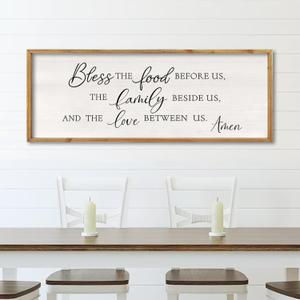 comurdyo Bless the Food Before Us Wall Decor Sign 40" X 15" Wood
