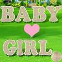9 Pcs Baby Girl Yard Signs with Stakes Burlap Gender Reveal Yard Sign, 12" Baby Girl Lawn Sign Gender Reveal Outdoor Decoration Welcome Home Newborn Announcement Signs for Party Decorations