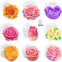 9Pcs Rose Flower Tulip Peony Heart Candle Soap Wax Mold Valentine Day Silicone for Small Butter Candles Chocolate Making Molds 