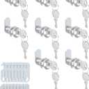 8 Packs Drawer and Cabinet Locks (Keyed Different) Secure Important Files, 1-1/8Inch 30mm Cam Locks with 3 pcs Different Lock Plates for Cabinet Cupboard File Drawer Mailbox Dresser Kitchen