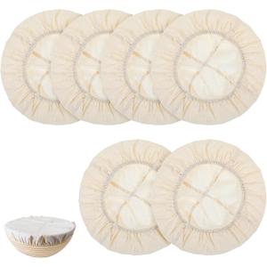 6 PCS Sourdough Bowl Covers, Upgraded Elastic Cloth Covers for Bread Proofing, Reusable Linen Cotton Fabric Lids for Artisan Dough Fermentation & Baking Jars (Fits 8.5" - 11" Bowls)