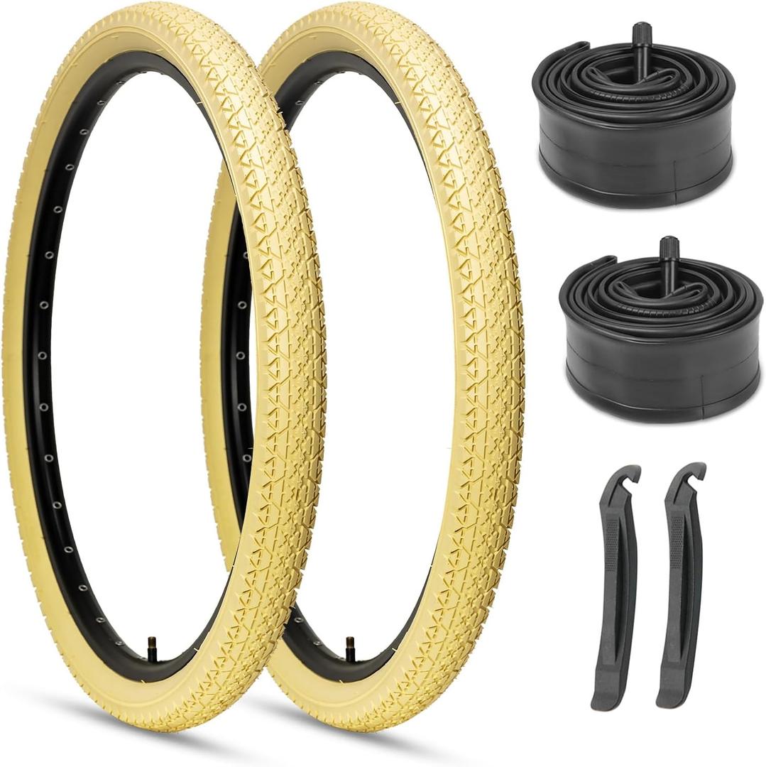Hycline 26x2.125 Cruiser Bike Tires Set: 2-Pack 26-inch Premium Butyl Rubber High-Performance Folding Replacement Bicycle Tires for Beach Cruiser and Urban Commuting Bicycle
