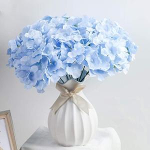Silk Hydrangea Heads Artificial Flowers Heads and Stems Fake Hydrangea Flowers for Home Wedding Decor (Blue)