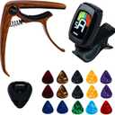 Guitar Accessories Kit 18PCS with Guitar Capo,Guitar Tuner,Guitar Picks,Clip-On Tuner for Guitar, Bass,ukulele & Violin