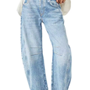 Cicy Bell Womens Baggy Barrel Jeans Boyfriend Wide Leg Mid Rise Balloon Denim Ankle Pants (4, Light Blue)