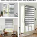 LazBlinds No Drill Zebra Blinds for French Door, Cordless Blinds for Door with 20" Covering Width, Small Gap Design Light Filtering Sheer Shades for Indoor Windows, 20 5/8" W x 24" L, Grey, 1 Panel