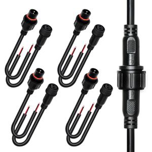 2 pin led Strip Connector 18AWG IP65 Male Female Connector 7.87in Extension Cable for Car,Truck,Boat,Indoor/Outdoor LED Waterproof Connector5 Pairs.