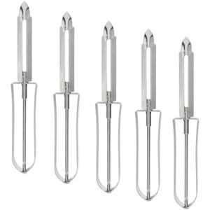 Coufce 4 Pcs Stainless Steel Kitchen Vegetable Peeler Rotary Peelers for Carrots, Potatoes, and Fruits Ergonomic Handle Dishwasher Safe