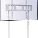 unho Universal Against The Wall TV Stand Floor: Free Standing Mount Stand with Height Adjustable Bracket for TV Bench Compatible with 32-85 inch Flat Panel LED LCD Plasma Screens (White)