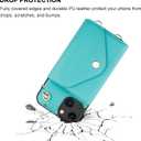 KIHUWEY Compatible with iPhone 13 Crossbody Wallet Case, PU Leather Purse Case with RFID Blocking Card Holder Detachable Wrist Strap Kickstand Cover for iPhone 13 6.1inch-(Mint Green)