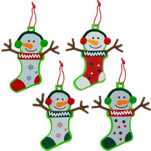 4E's Novelty Foam Christmas Snowman Stocking Ornament Craft (12 Pack) Christmas Crafts for Kids Toddlers 4-8, 8-12 Foam DIY Craft Kit Bulk