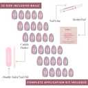 Glamnetic Press On Nails - Oyster Fake Nails | Short Oval Cat Eye Fake Nails with a Velvet Pearlescent Finish, Salon Quality Summer Nails | 15 Sizes - 30 Nail Kit with Glue
