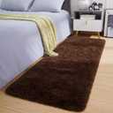 Amearea Shag Fluffy Runner Rug for Bedroom Girls Living Room, 2x6 Feet Extra Soft and Fuzzy Shaggy Rugs, Non Slip, Indoor Floor Long Carpet Mat for Boys Nursery Home Decor, Brown (6' x 2')