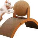 Sisal Cat Scratching Ball Toy, Interactive Cat Scratcher Board with Wooden Frame, Durable Scratch Toy for Indoor Cats, Wear-Resistant Ferris Wheel Design for Endless Fun! (Middle)