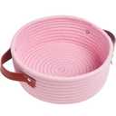 ABenkle Small Storage Basket, Mini Cotton Rope Storage Bin, Cute Tiny Shelf Baskets, Boho Decorative Toy Organizer for Nursery, Spa, Empty Gift Basket - XS, Pink