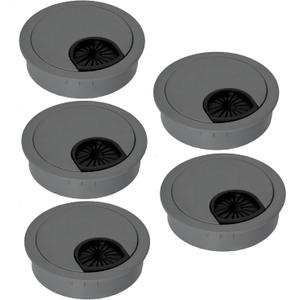 Signite 5 Pcs Plastic Desk Cable Grommet 2-1/2" Durable Desk Hole Cover for Wire Management, Desks Cord Grommet for Workstations, Tables, Countertops 60mm Hole Cover for Home/Office - (Light Grey)